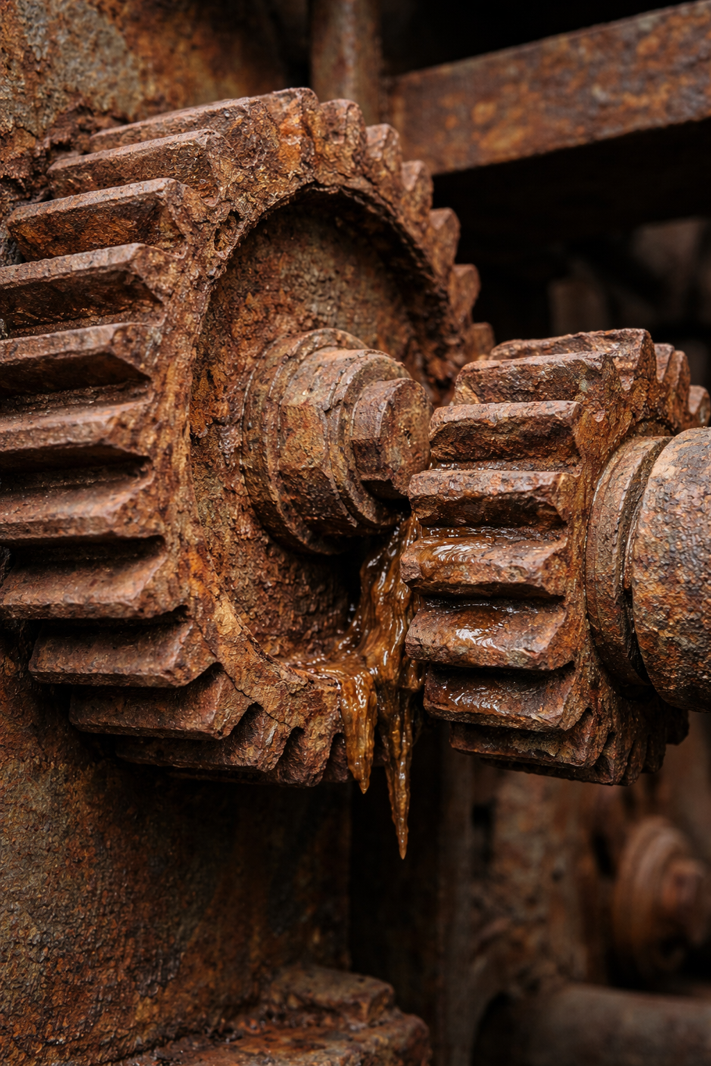 Rusted gears stuck together